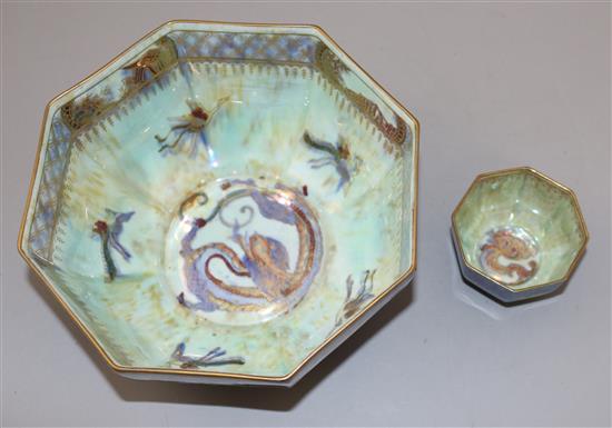 A Daisy Makeig Jones dragon bowl, similar bowl & a book